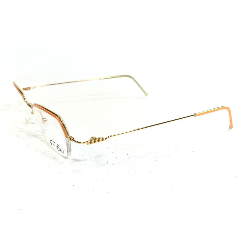 Vintage Flair MOD.450 COL.248 Eyeglasses Frames Orange Gold Oval Half Rim 130